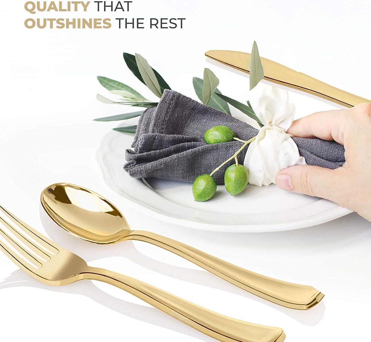 Gold Plastic Silverware Set, Disposable Cutlery Utensils, Flatware, Disposable Dinnerware -Pack of 160 Gold Plastic Silverware Set, Disposable Cutlery Utensils, Flatware, Disposable Dinnerware -Pack of 160